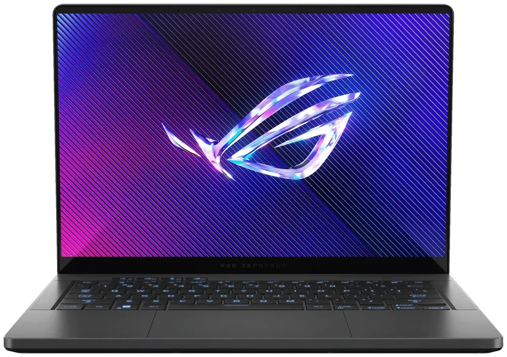 ASUS ROG Zephyrus G14 (2024) GA403UI — ASUS’un ROG Zephyrus G14 (2024) aile görseli, Eclipse Gray görünüm; görsel ekran kartı sürümünü göstermez ve bu SKU’nun rengi belgelerde belirtilmiyor.