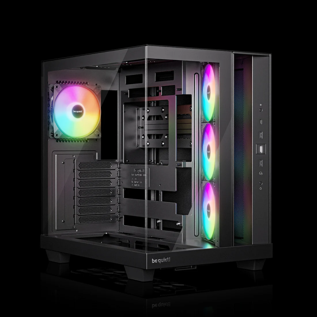 be quiet! Light Base 500 LX — Black BGW85 Light Base 500 LX showing its four included Light Wings LX fans. Other computer components are not included.