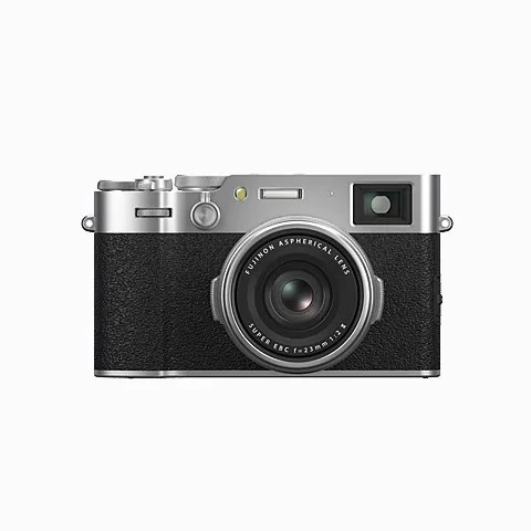 Fujifilm X100VI — Fujifilm’s X100VI product image, silver body front view.