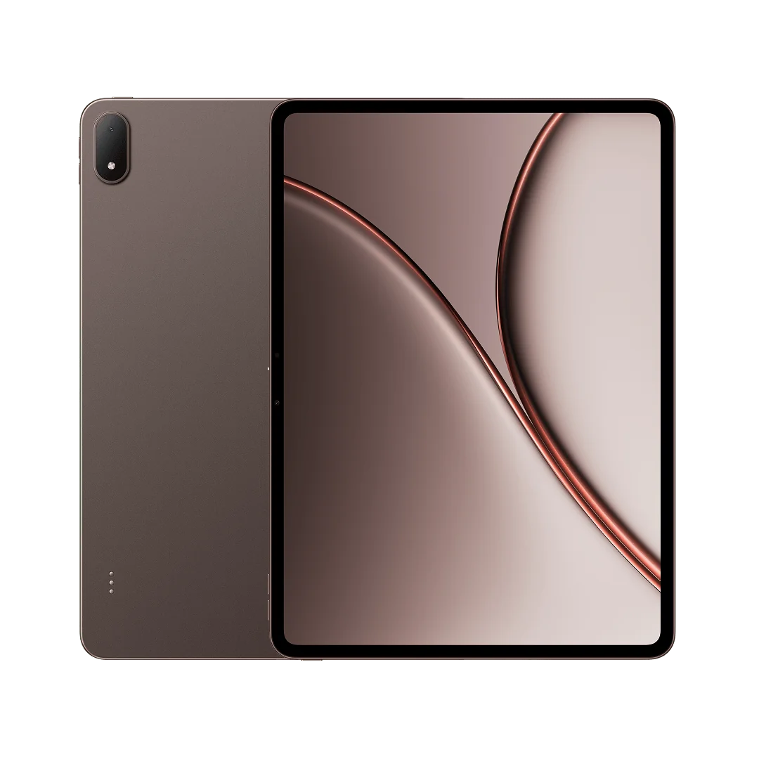 OnePlus Pad 4 — OnePlus Pad 4, Dune Glow; ön ve arka görünüm.