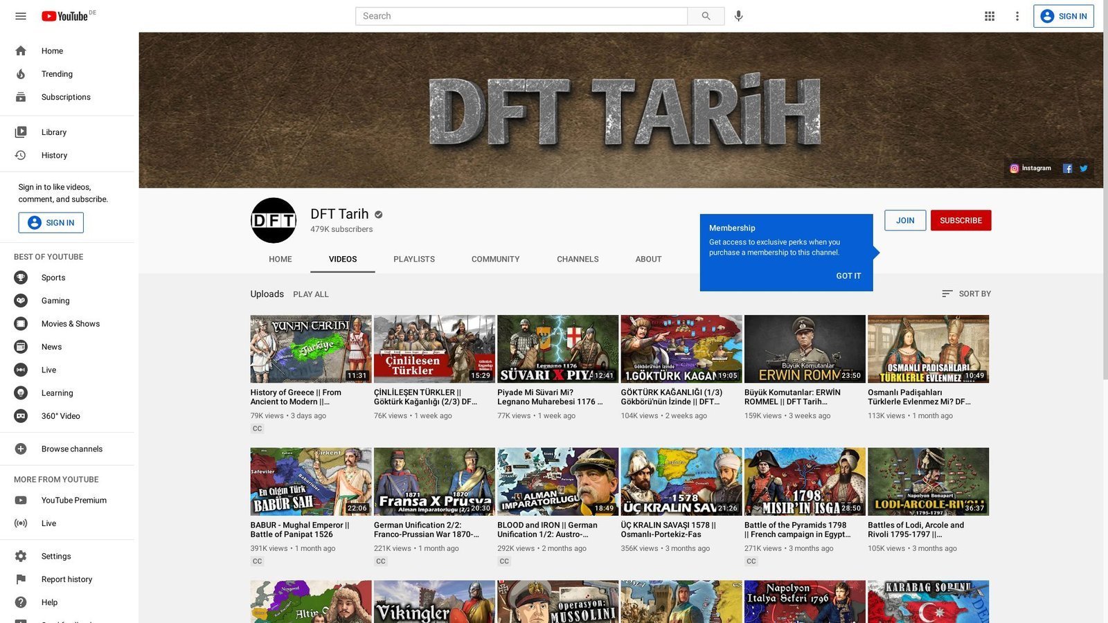 DFT Tarih YouTube
